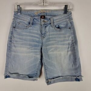 Arizona Jeans Womens‎ Shorts Juniors 3 Blue Distressed Bermuda Cut Off Stretch